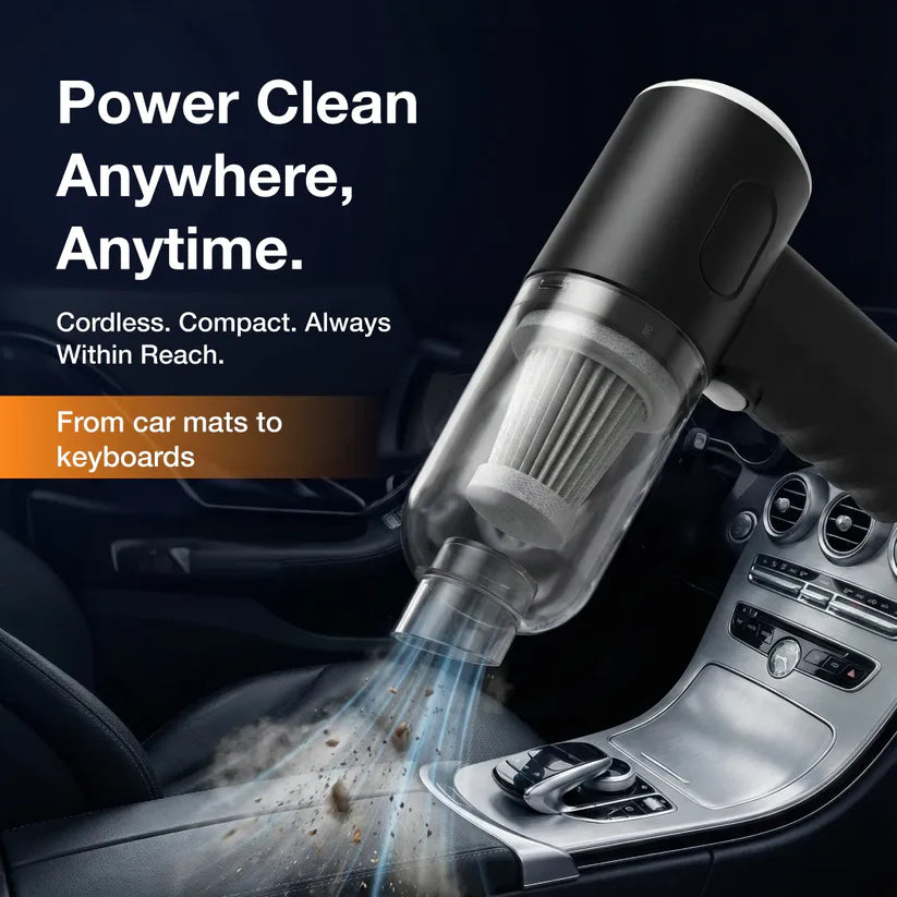 3-in-1 Mini Car Vacuum – Wireless, Rechargeable & Portable Cleaner