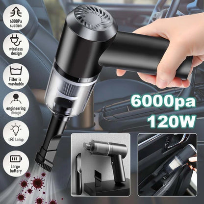 3-in-1 Mini Car Vacuum – Wireless, Rechargeable & Portable Cleaner